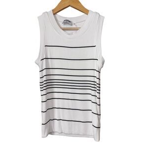 Lna Jones Rib Tank striped crewneck white black small